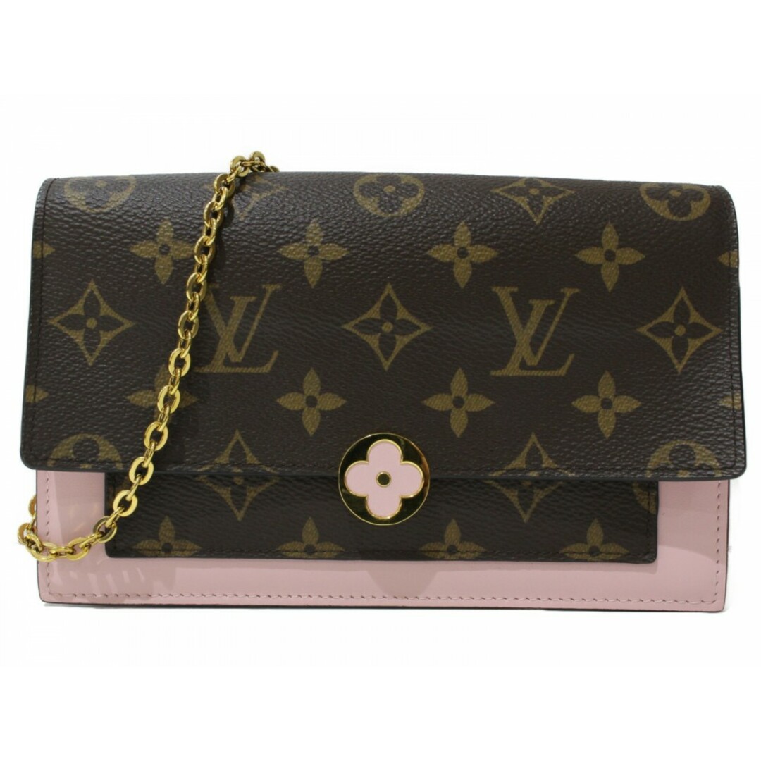 LOUIS VUITTON(ルイヴィトン)のLOUIS VUITTON　ルイヴィトン　ポルトフォイユ・フロール　M67405　ショルダーバッグ　チェーンウォレット　モノグラム　ブラウン×ピンク　レディース　ギフト　プレゼント包装可【中古】松前R56号店 レディースのバッグ(メッセンジャーバッグ)の商品写真