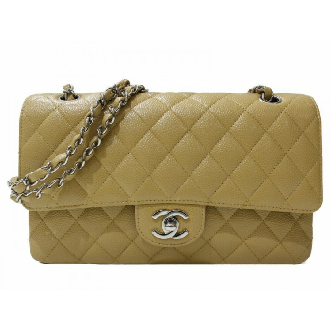 CHANEL(シャネル)のCHANEL　シャネル　Wフラップチェーンショルダーバッグ　A01112　マトラッセ　キャビアスキン　ベージュ系　シルバー金具　レディース　ギフト　プレゼント包装可【中古】松前R56号店 レディースのバッグ(メッセンジャーバッグ)の商品写真