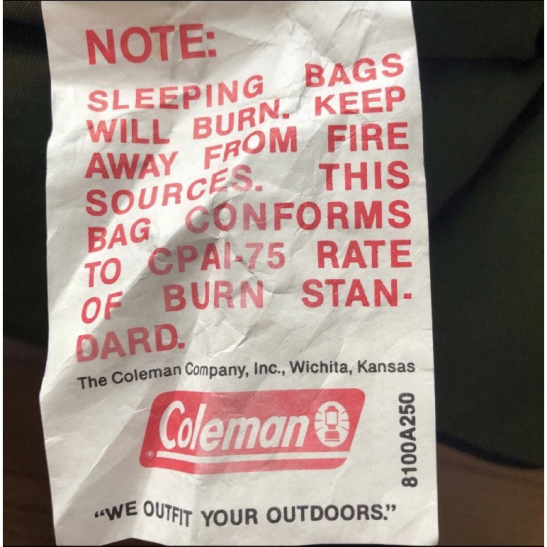 Coleman(コールマン)のコールマン Coleman  寝袋　封筒型シュラフ　39×79 スポーツ/アウトドアのアウトドア(寝袋/寝具)の商品写真