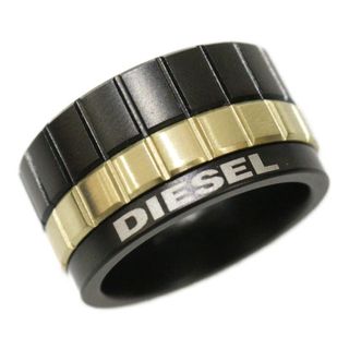 ディーゼル(DIESEL)の【箱あり】DIESEL　ディーゼル　リング　指輪　19号　スチール　STEEL　ブラック　ゴールドメッキ　1978　♯12　メンズ　プレゼント包装可　【中古】松前R56号店(リング(指輪))