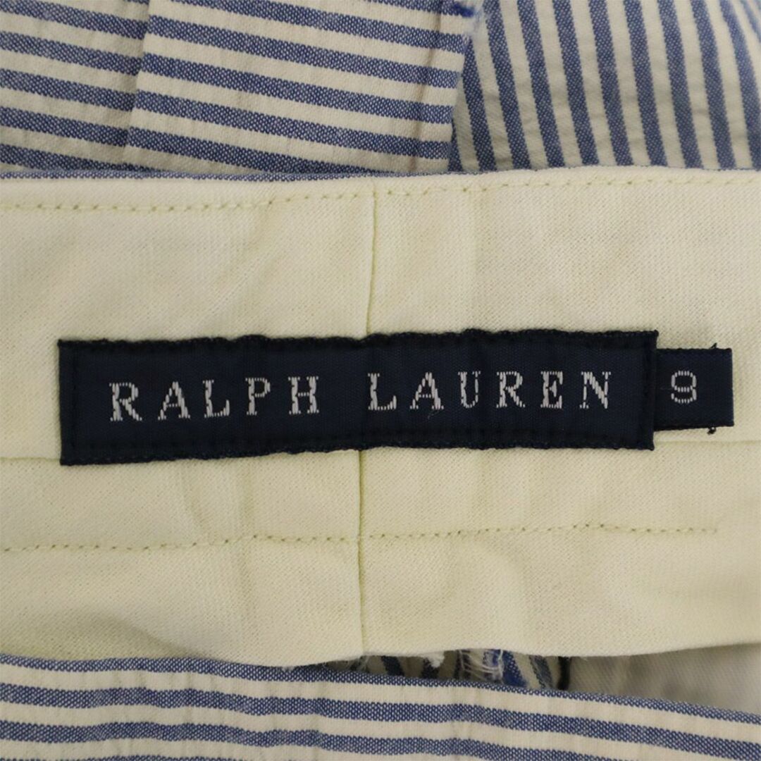 Ralph Lauren(ラルフローレン)のラルフローレン ストライプ スラックスパンツ 9 ブルー×ホワイト RALPH LAUREN レディース 【中古】  【240209】 レディースのパンツ(その他)の商品写真