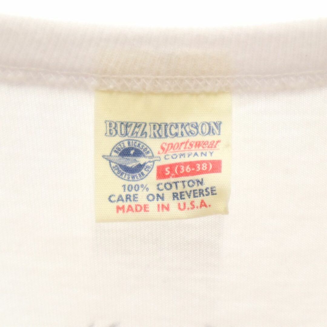 Buzz Rickson's(バズリクソンズ)のバズリクソンズ USA製 プリント 長袖 Tシャツ S ホワイト Buzz Rickson's ロンT メンズ 古着 【240209】 メール便可 メンズのトップス(Tシャツ/カットソー(七分/長袖))の商品写真