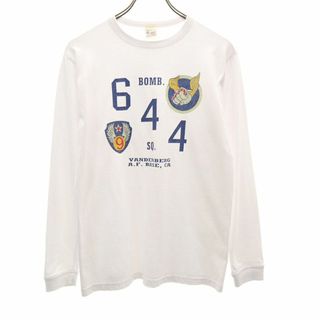 バズリクソンズ(Buzz Rickson's)のバズリクソンズ USA製 プリント 長袖 Tシャツ S ホワイト Buzz Rickson's ロンT メンズ 古着 【240209】 メール便可(Tシャツ/カットソー(七分/長袖))