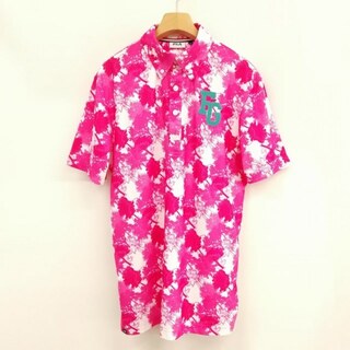 フィラ(FILA)のGOLF ゴルフ 美品 総柄 ポロシャツ トップス 半袖 L ピンク(ウエア)
