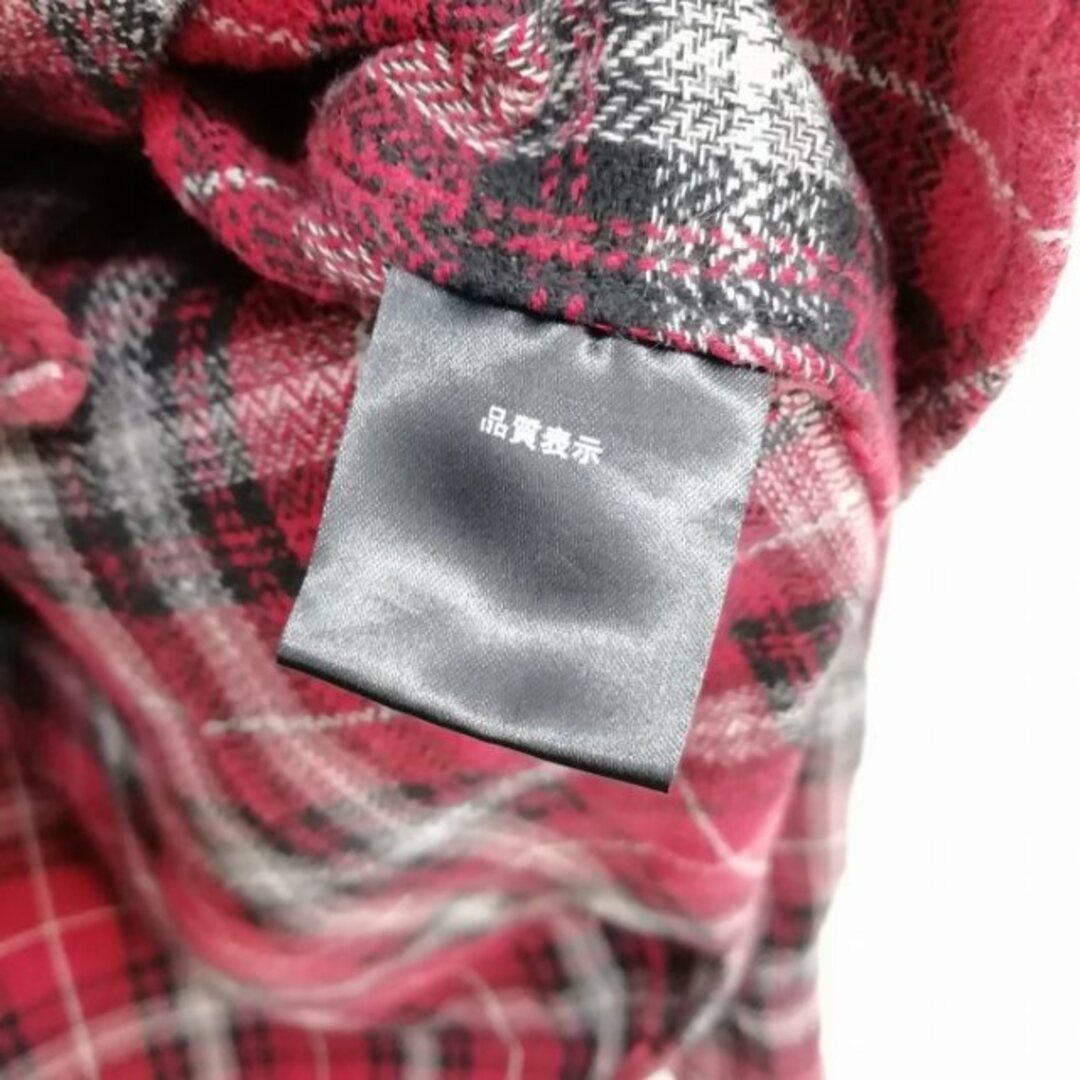 SHELLAC(シェラック)のチェック ネル シャツ トップス ロールアップ 長袖 48 ボルドー系 メンズのトップス(シャツ)の商品写真