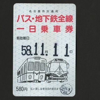 【使用済み】名古屋市交通局　バス・地下鉄一日乗車券(鉄道)