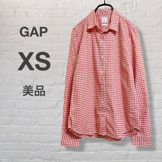 ギャップ(GAP)の美品　GAP ギャップ　ギンガムチェックシャツ　オレンジ　XS  小さいサイズ(シャツ/ブラウス(長袖/七分))