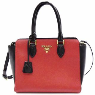 プラダ(PRADA)の美品 プラダ バッグ PRADA サフィアーノxソフトカーフ 2WAY ハンドバッグ ショルダー レッドxブラック 1BA113 T-YJP06134(ショルダーバッグ)