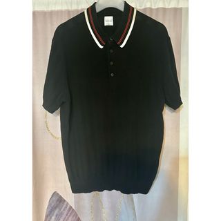 ポールスミス(Paul Smith)のポールスミス ストライプ ニットポロシャツ ブラック(ポロシャツ)