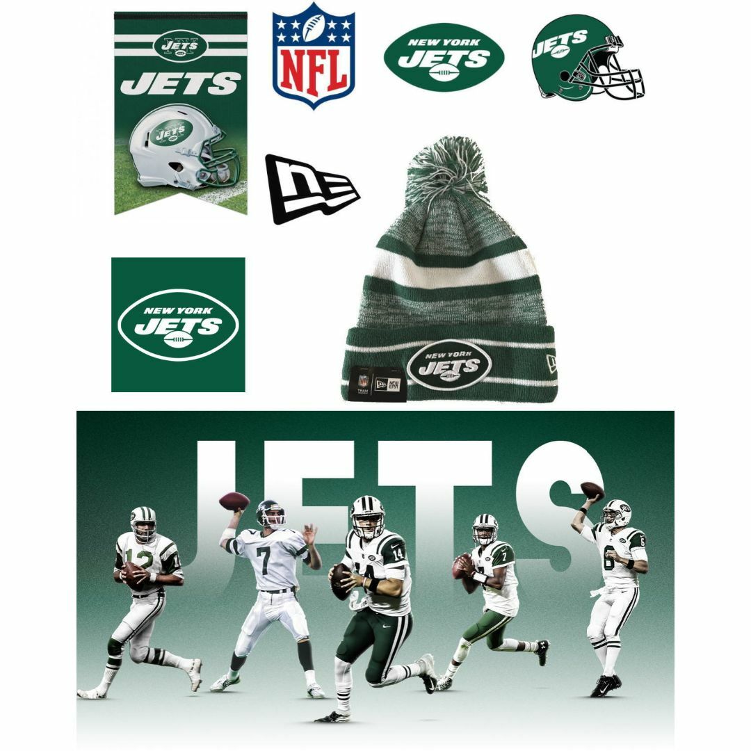 NEW ERA(ニューエラー)のニューエラ NY JETS ニューヨークジェッツ ボーダーニットキャップ メンズの帽子(ニット帽/ビーニー)の商品写真