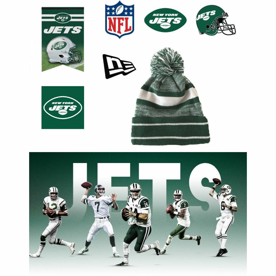 NEW ERA(ニューエラー)のニューエラ NY JETS ニューヨークジェッツ ボーダーニットキャップ メンズの帽子(ニット帽/ビーニー)の商品写真