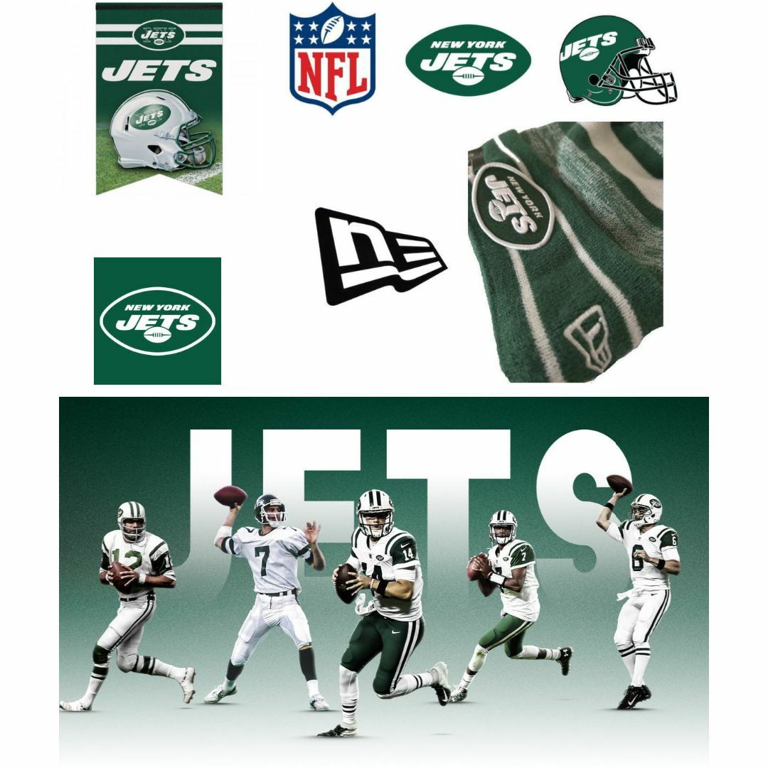 NEW ERA(ニューエラー)のニューエラ NY JETS ニューヨークジェッツ ボーダーニットキャップ メンズの帽子(ニット帽/ビーニー)の商品写真