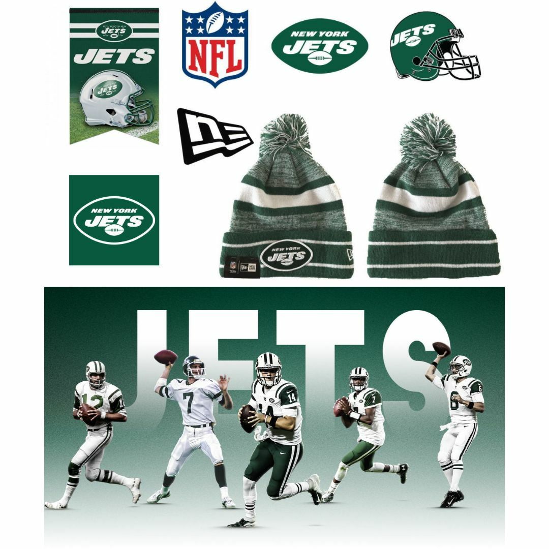 NEW ERA(ニューエラー)のニューエラ NY JETS ニューヨークジェッツ ボーダーニットキャップ メンズの帽子(ニット帽/ビーニー)の商品写真