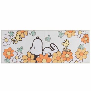 センコー スヌーピー 花いっぱい キッチンマット 約45× 120cm オレンジ(その他)