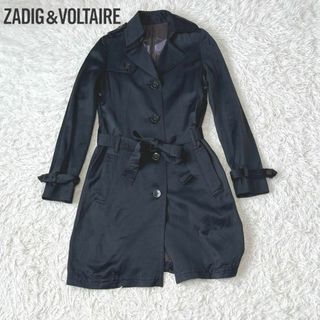 ザディグエヴォルテール(Zadig&Voltaire)のzadig ザディグ&エヴォルテール　リネン混　トレンチコート　ブラック(トレンチコート)