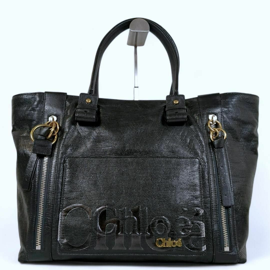 Chloe(クロエ)のクロエ エクリプス トートバッグ ショルダーバッグ ゴールドロゴ デカロゴ 黒 レディースのバッグ(トートバッグ)の商品写真