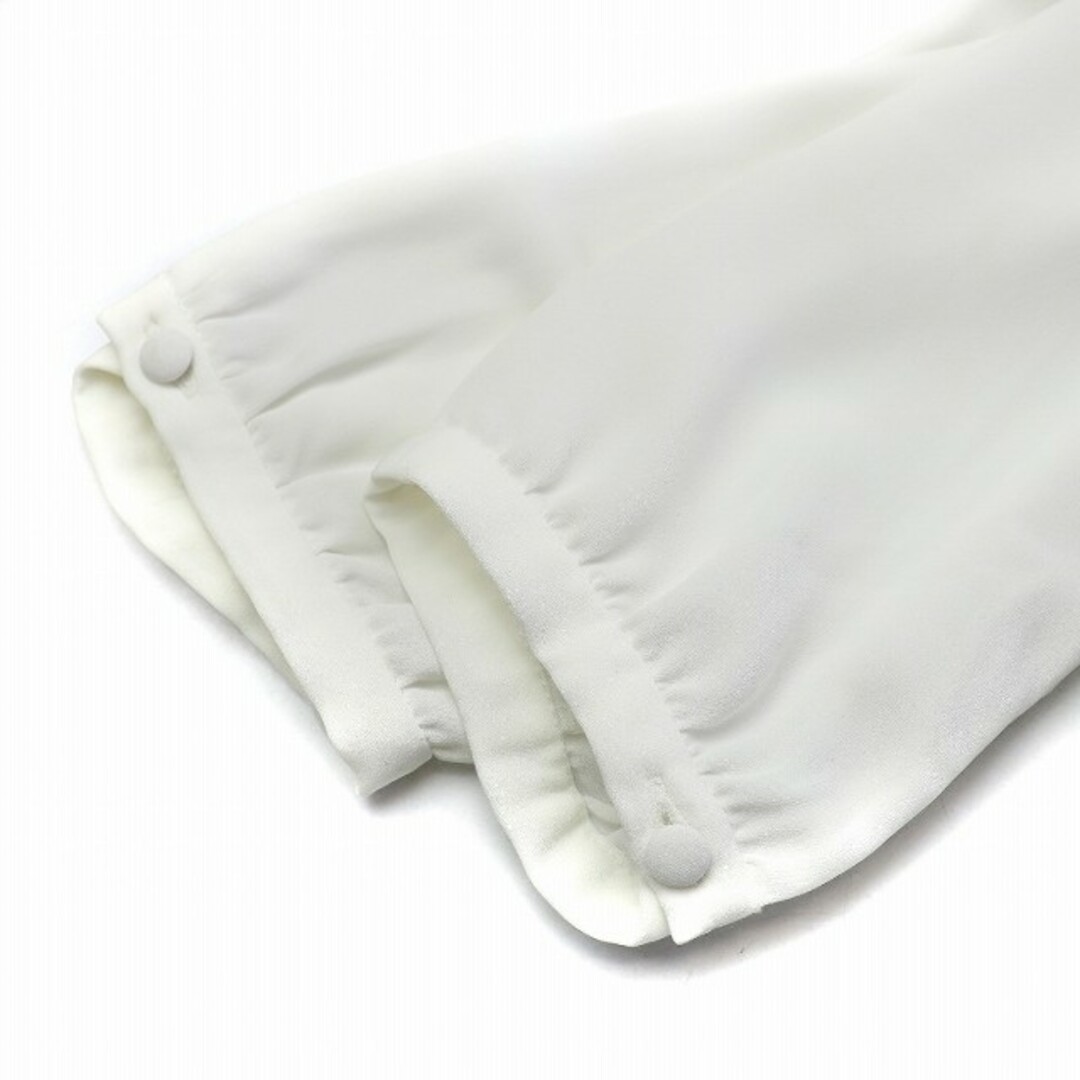 OFUON(オフオン)のオフオン ツイード ドッキング ワンピース ひざ丈 長袖 38 M 白 紺 レディースのワンピース(ひざ丈ワンピース)の商品写真