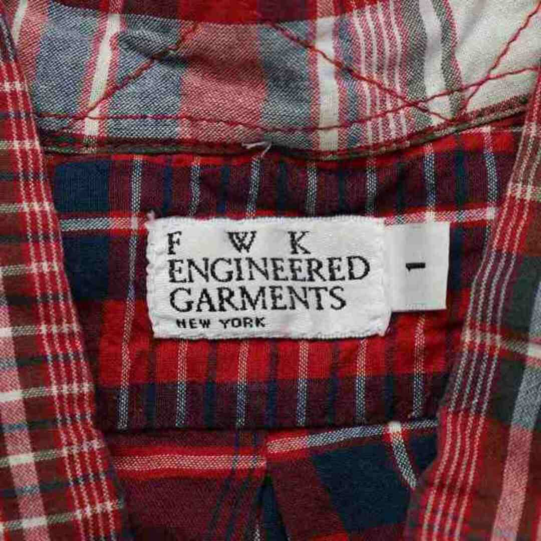 Engineered Garments(エンジニアードガーメンツ)のエンジニアードガーメンツ FWK シャツ ワンピース ミニ丈 半袖 1 S 赤 レディースのワンピース(ミニワンピース)の商品写真