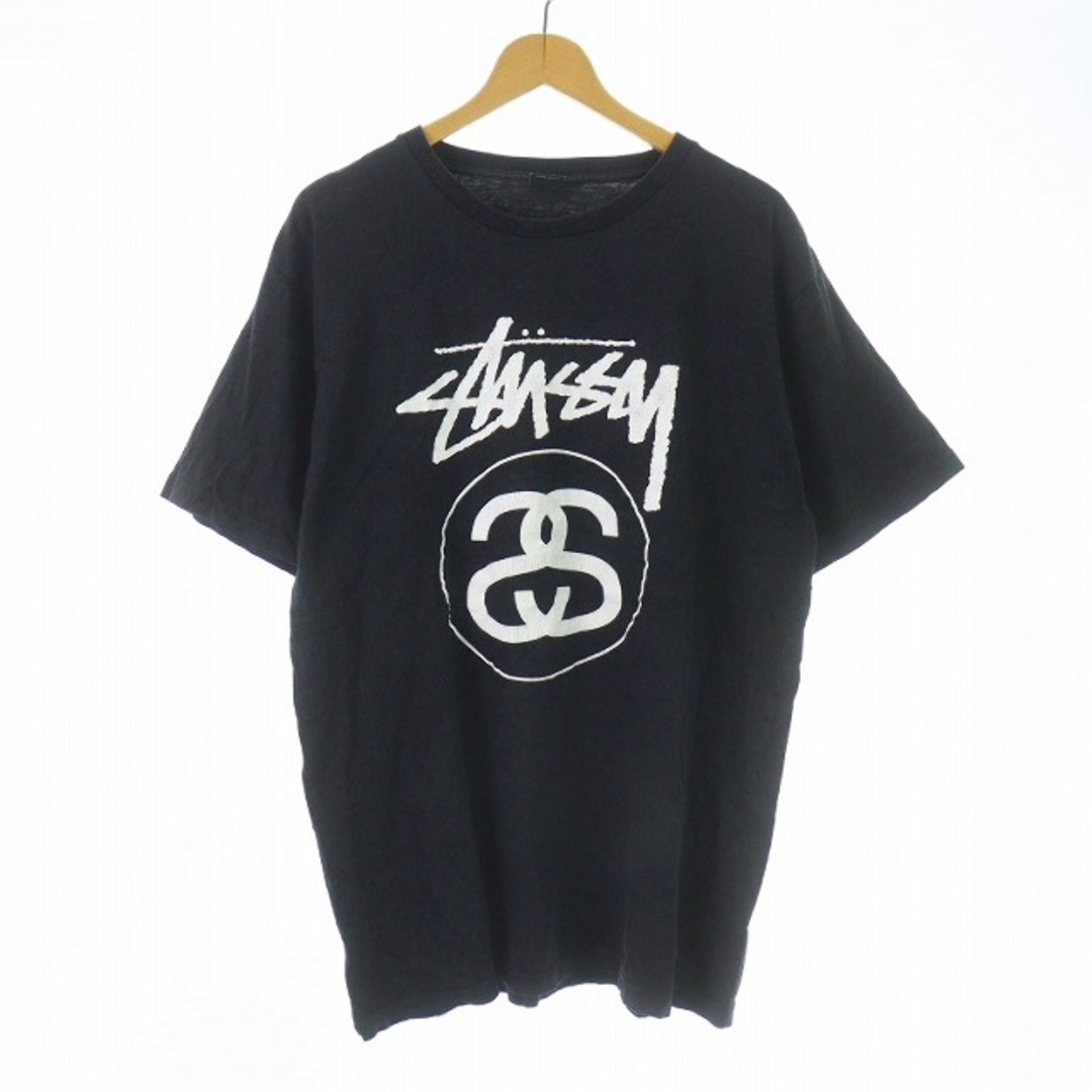 STUSSY(ステューシー)のSTUSSY Tシャツ カットソー 半袖 クルーネック ロゴ L 黒 ブラック メンズのトップス(Tシャツ/カットソー(半袖/袖なし))の商品写真