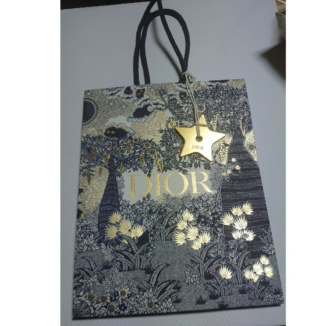 Christian Dior(クリスチャンディオール)のDIOR　紙袋　ゴールド　チャームつき レディースのバッグ(ショップ袋)の商品写真