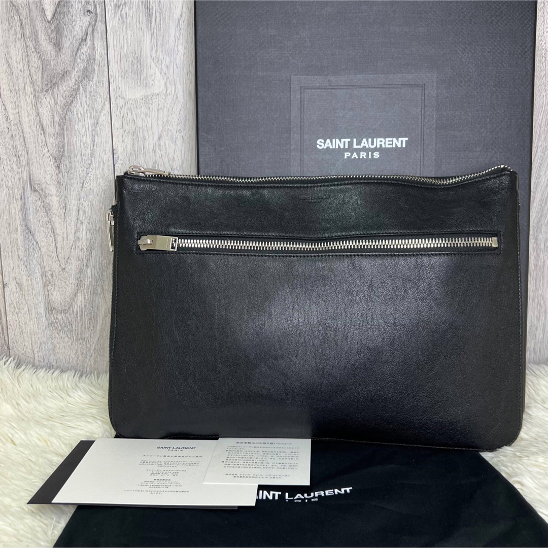 Saint Laurent(サンローラン)の美品♡A4可♡保存袋♡箱♡説明書付♡サンローラン レザー クラッチバッグ メンズのバッグ(セカンドバッグ/クラッチバッグ)の商品写真