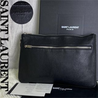 サンローラン(Saint Laurent)の美品♡A4可♡保存袋♡箱♡説明書付♡サンローラン レザー クラッチバッグ(セカンドバッグ/クラッチバッグ)