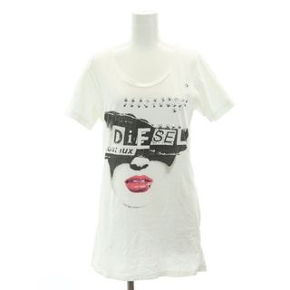 ディーゼル(DIESEL)のディーゼル プリント スタッズ Tシャツ カットソー 半袖 M 白 ホワイト(Tシャツ(半袖/袖なし))