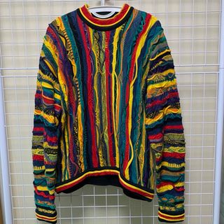 希少 クージー coogi 3D ニット ラスタカラー 総柄 レゲエ 90s(ニット/セーター)