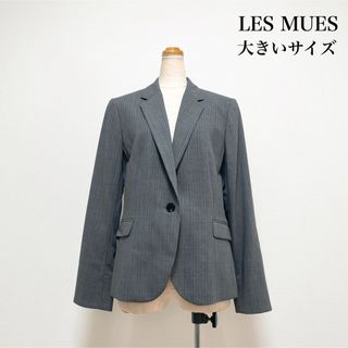 LES MUES ジャケット グレー ストライプ 大きいサイズ 仕事 入学 卒業(テーラードジャケット)