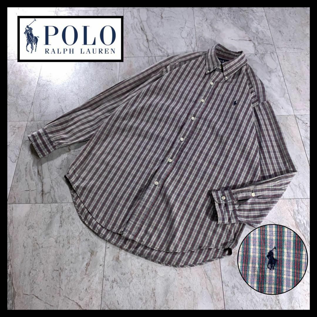 POLO RALPH LAUREN(ポロラルフローレン)の90s 古着 ラルフローレン BLAIRE タータン チェック BDシャツ M メンズのトップス(シャツ)の商品写真