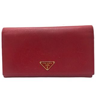 プラダ(PRADA)の　プラダ PRADA フラップロングウォレット 1M0608 レッド サフィアーノレザー レディース 二つ折り財布(財布)