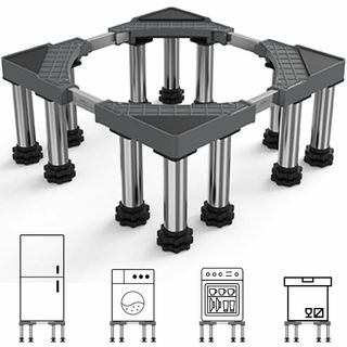 【色: グレー】洗濯機 台 冷蔵庫置き台 12足 洗濯機パン かさ上げ DEWE(洗濯機)