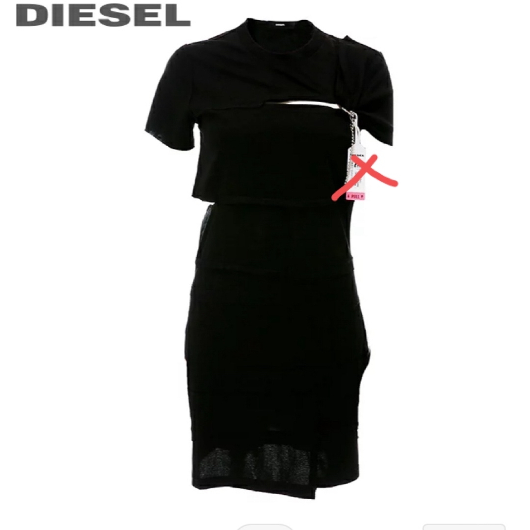 diesel アシンメトリーカットアウト 半袖 コットンジャージーワンピース レディースのワンピース(ひざ丈ワンピース)の商品写真