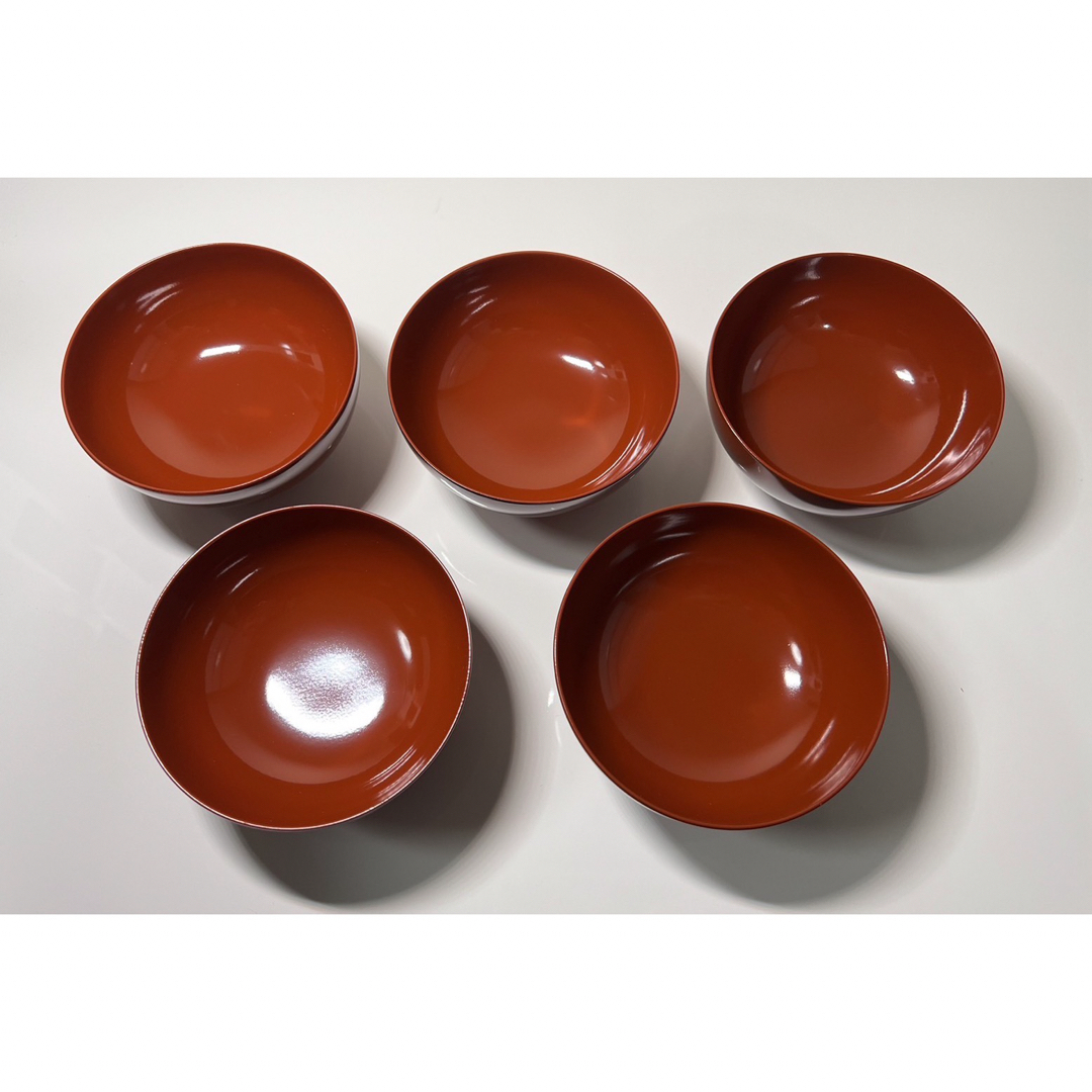 【未使用】根来塗　御吸物椀揃　汎作　お吸物　茶碗　椀　漆器　うるし エンタメ/ホビーの美術品/アンティーク(漆芸)の商品写真