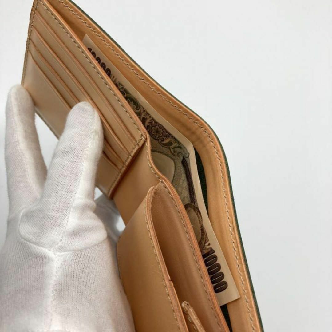 本革　ブライドル　フルレザー　二つ折り　財布　ミニ財布　新品　送料無料　グリーン メンズのファッション小物(折り財布)の商品写真
