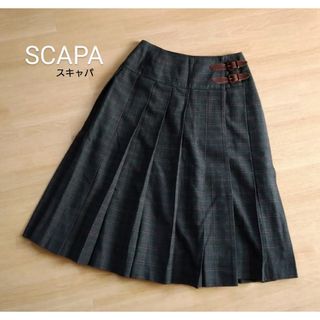 スキャパ(SCAPA)のSCAPA スキャパ　ウール　プリーツスカート　38　ミモレ丈　タータンチェック(その他)