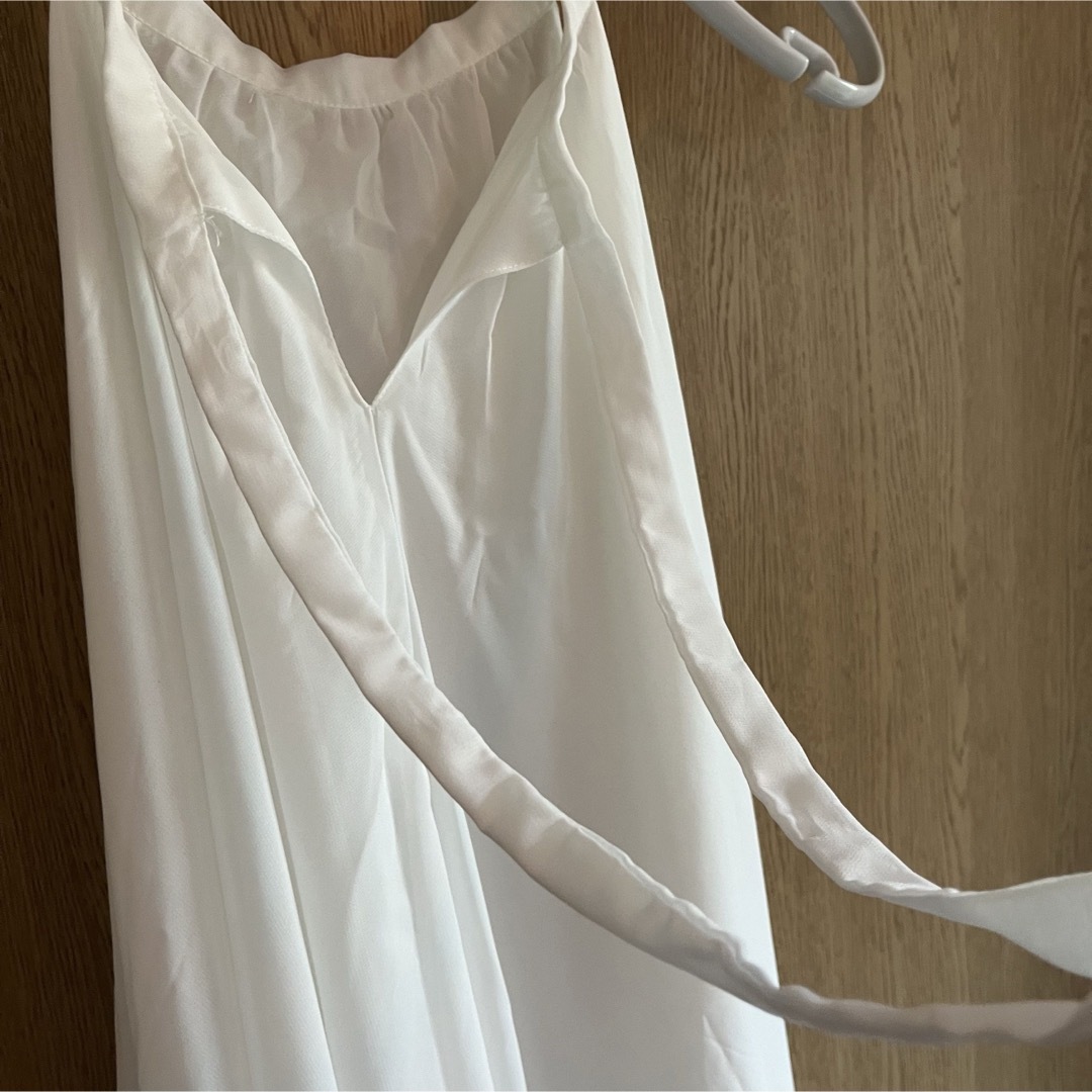 マキシワンピース L 白 シフォン 美品 ウェディング ドレス レディースのフォーマル/ドレス(ウェディングドレス)の商品写真