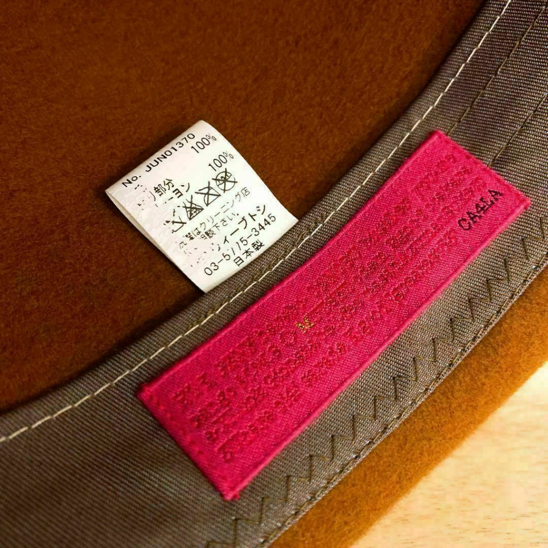 CA4LA(カシラ)の【カシラ】中折れハット ウール100%日本製リボン M 茶ブラウン×ワインレッド レディースの帽子(ハット)の商品写真