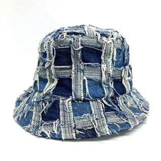 シュプリーム(Supreme)の★Supreme シュプリーム 23SS Frayed Patchwork Denim Crusher フレイド パッチワーク デニム クラッシャー バケットハット インディゴ(ハット)