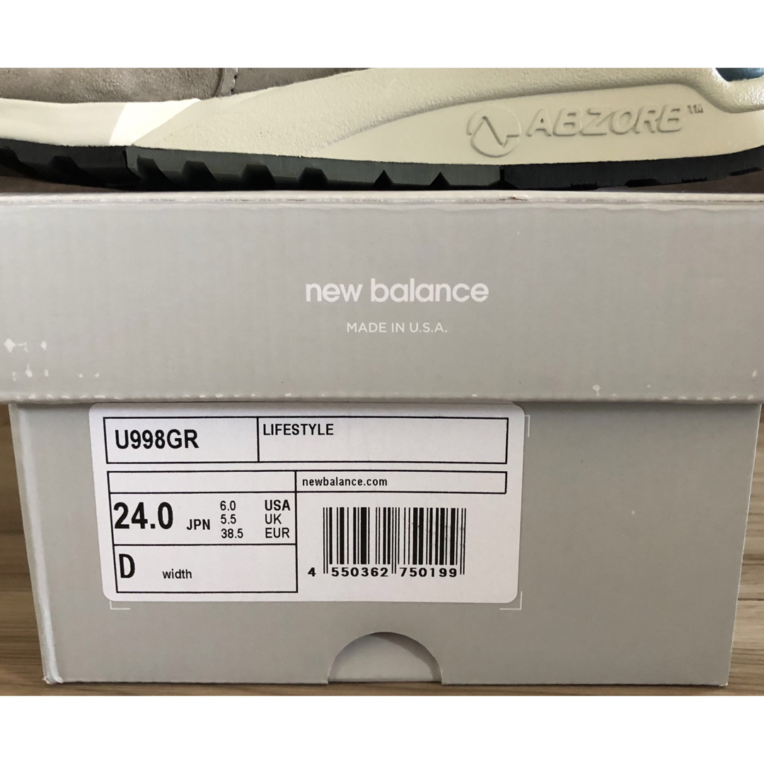 New Balance(ニューバランス)の未使用新品☆NEW BALANCE U998GR 24.0cm アメリカ製 レディースの靴/シューズ(スニーカー)の商品写真