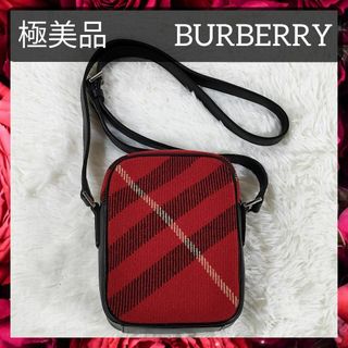 バーバリー(BURBERRY)の極美品 バーバリー ショルダーバッグ キャンバス×レザー チェック レディース(ショルダーバッグ)