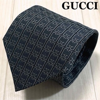 グッチ(Gucci)の美品 GUCCI グッチ GG柄 ネクタイ イタリア製 シルク 肉厚 ブラック系(ネクタイ)