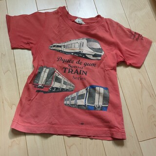 100　電車　半袖　Ｔシャツ　赤　100cm(Tシャツ/カットソー)