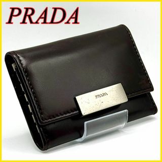 プラダ(PRADA)の【美品】PRADA プラダ 5連キーケース レザー ダークブラウン シルバー金具(キーケース)