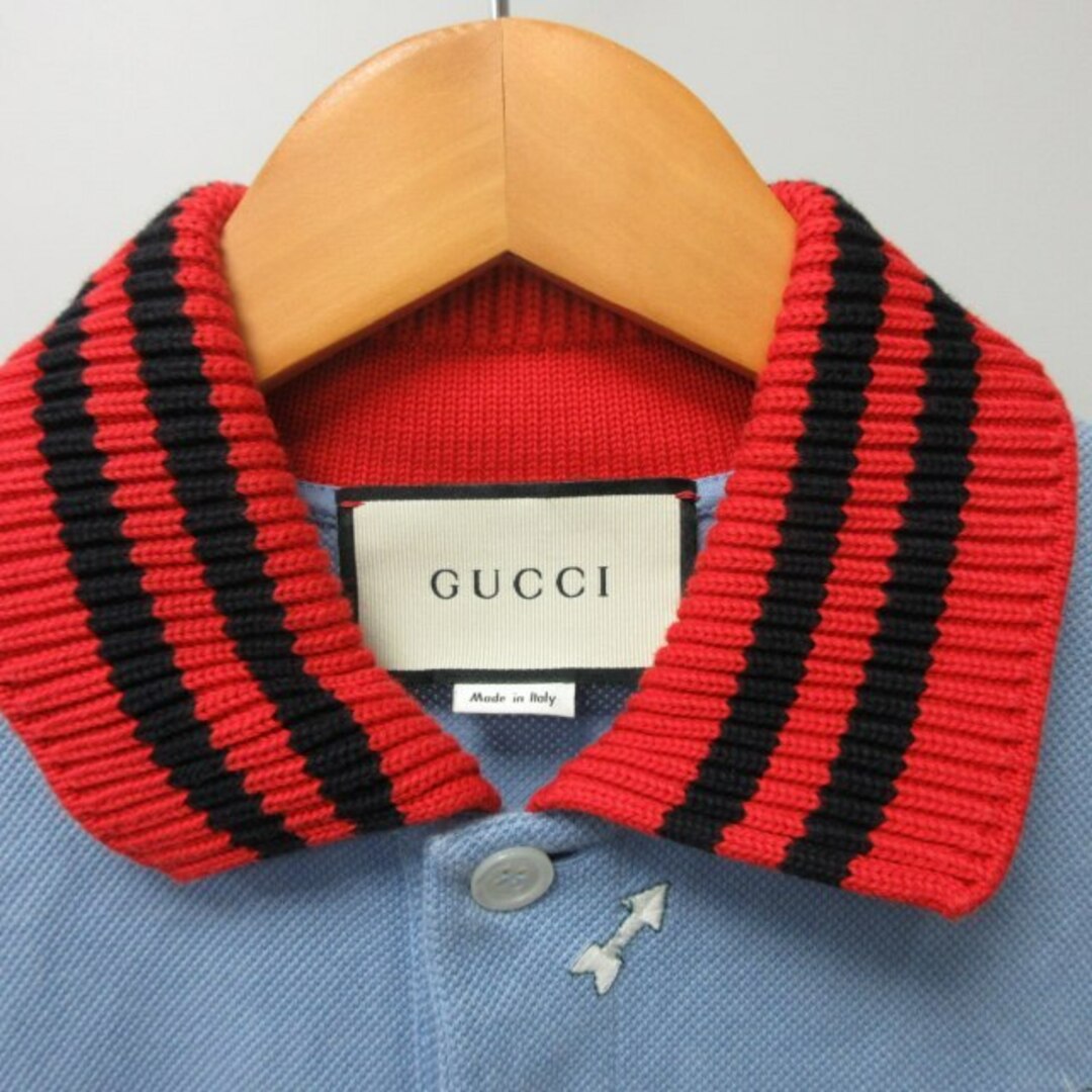 Gucci(グッチ)のグッチ 18SS エンブロイダリー ポロシャツ カットソー 青 XS IBO47 メンズのトップス(ポロシャツ)の商品写真