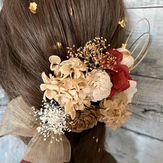 髪飾りドライフラワー成人式ヘッドドレス結婚式ヘアパーツ袴☆金箔シート☆(ヘアピン)