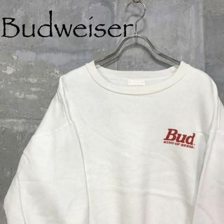 Budweiser スウェット ホワイト バックプリント ロゴ入り 裏起毛(スウェット)