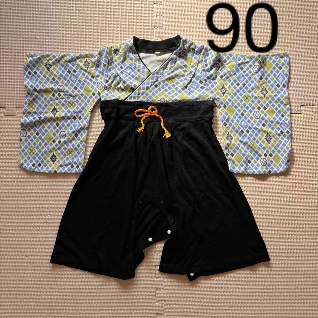 ベビー　袴　ロンパース 90㎝　初節句　お食い初め キッズ/ベビー/マタニティのキッズ服男の子用(90cm~)(和服/着物)の商品写真