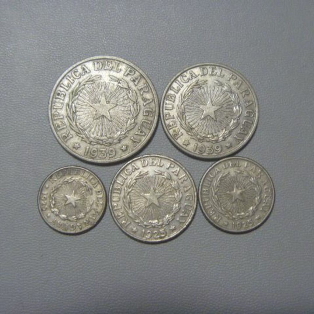 パラグアイペソ 1925年～1939年 旧硬貨5種セット 古銭 コイン 外国貨幣 エンタメ/ホビーの美術品/アンティーク(貨幣)の商品写真