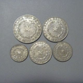 パラグアイペソ 1925年～1939年 旧硬貨5種セット 古銭 コイン 外国貨幣(貨幣)